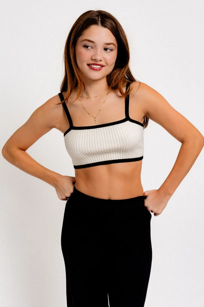 Contrast Spaghetti Sweater Crop Top