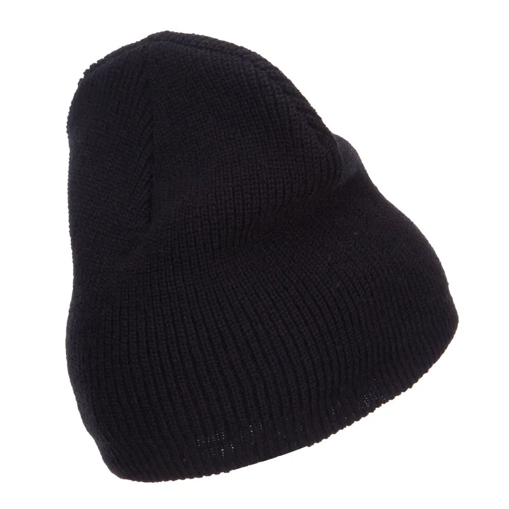 Grey Diamond Embroidered Rib Beanie
