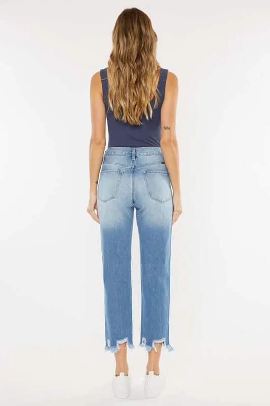 HIGH RISE CHEWED UP MOM JEAN-KC7180M-OP