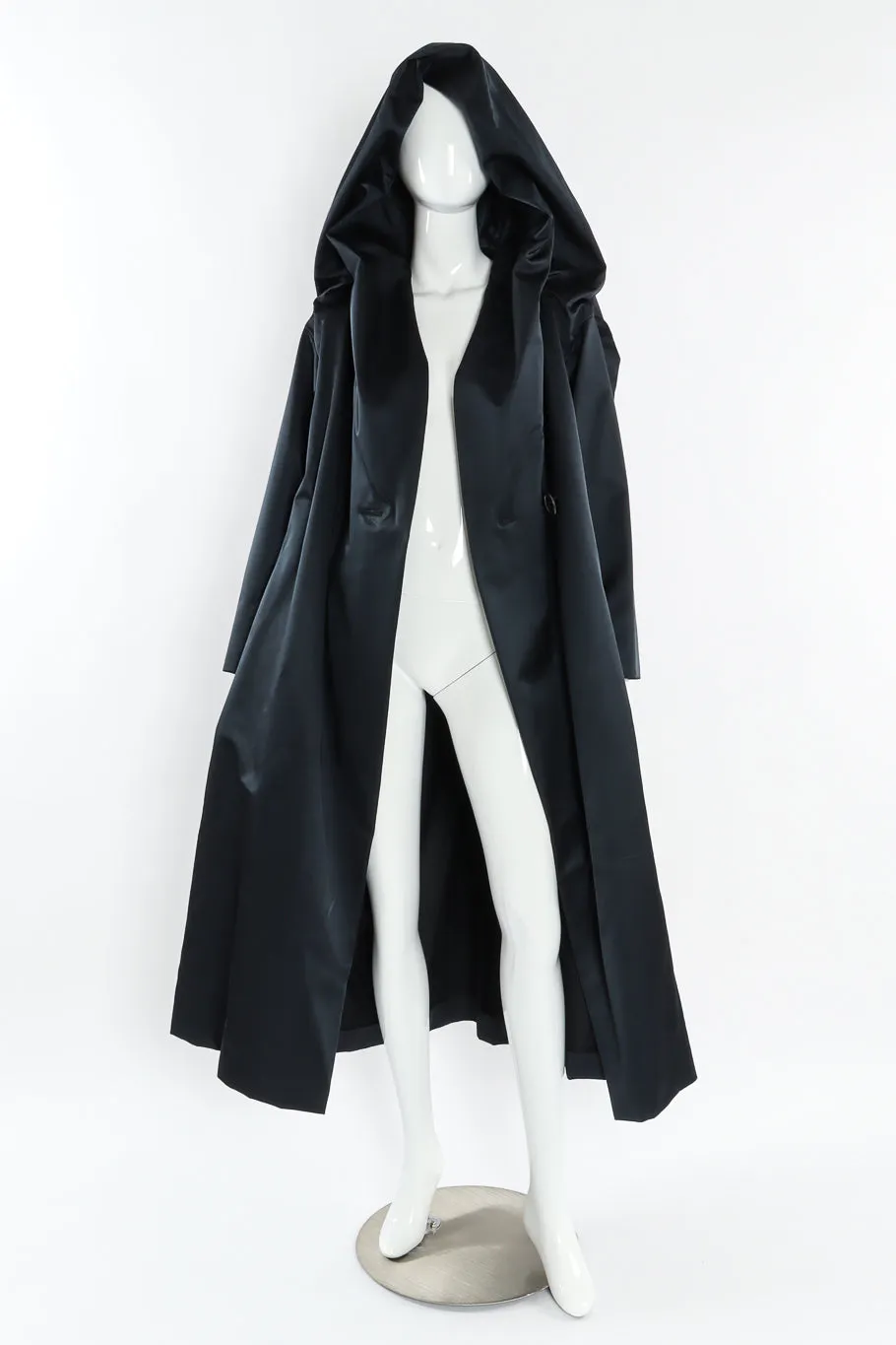 Hooded Satin Overcoat