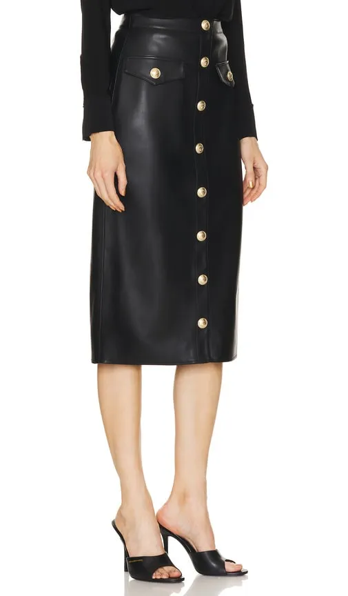 L'AGENCE Milann Midi Skirt in Black