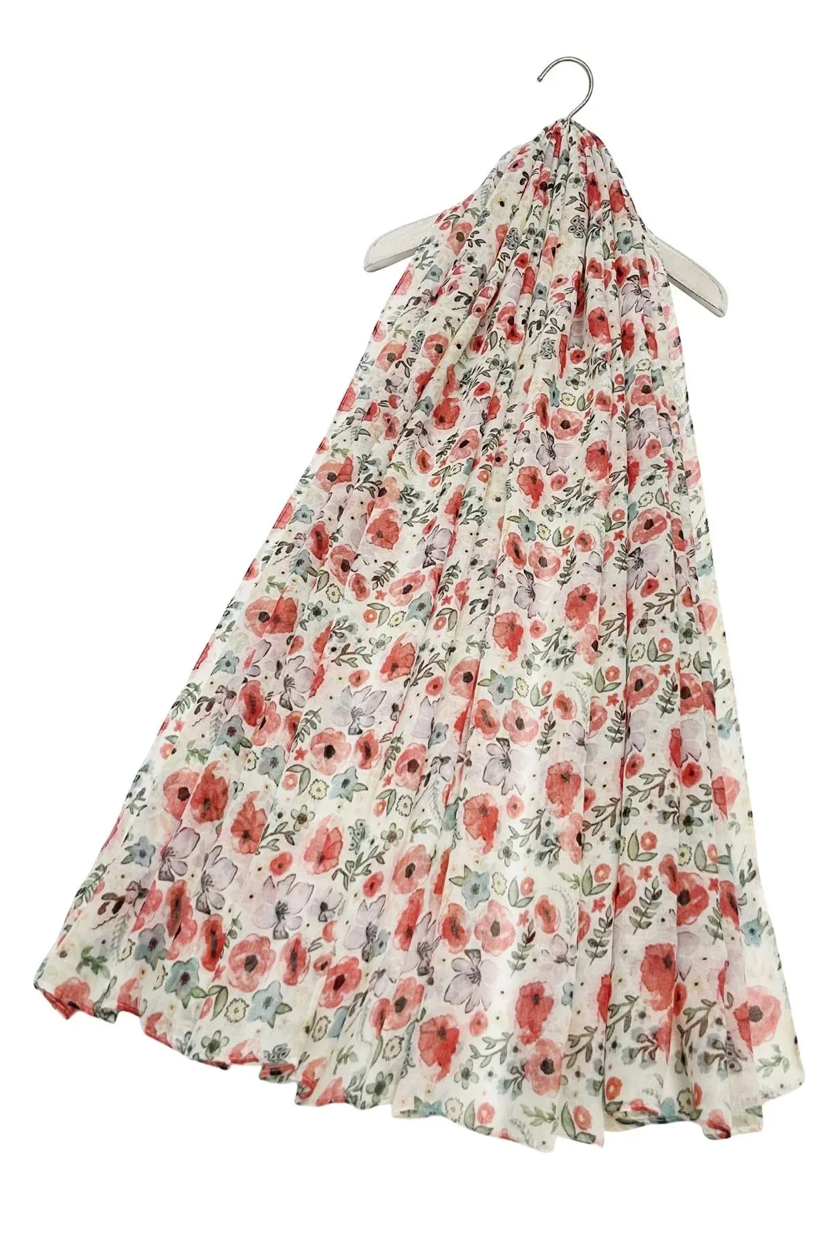 Mixed Poppy Floral Print Scarf