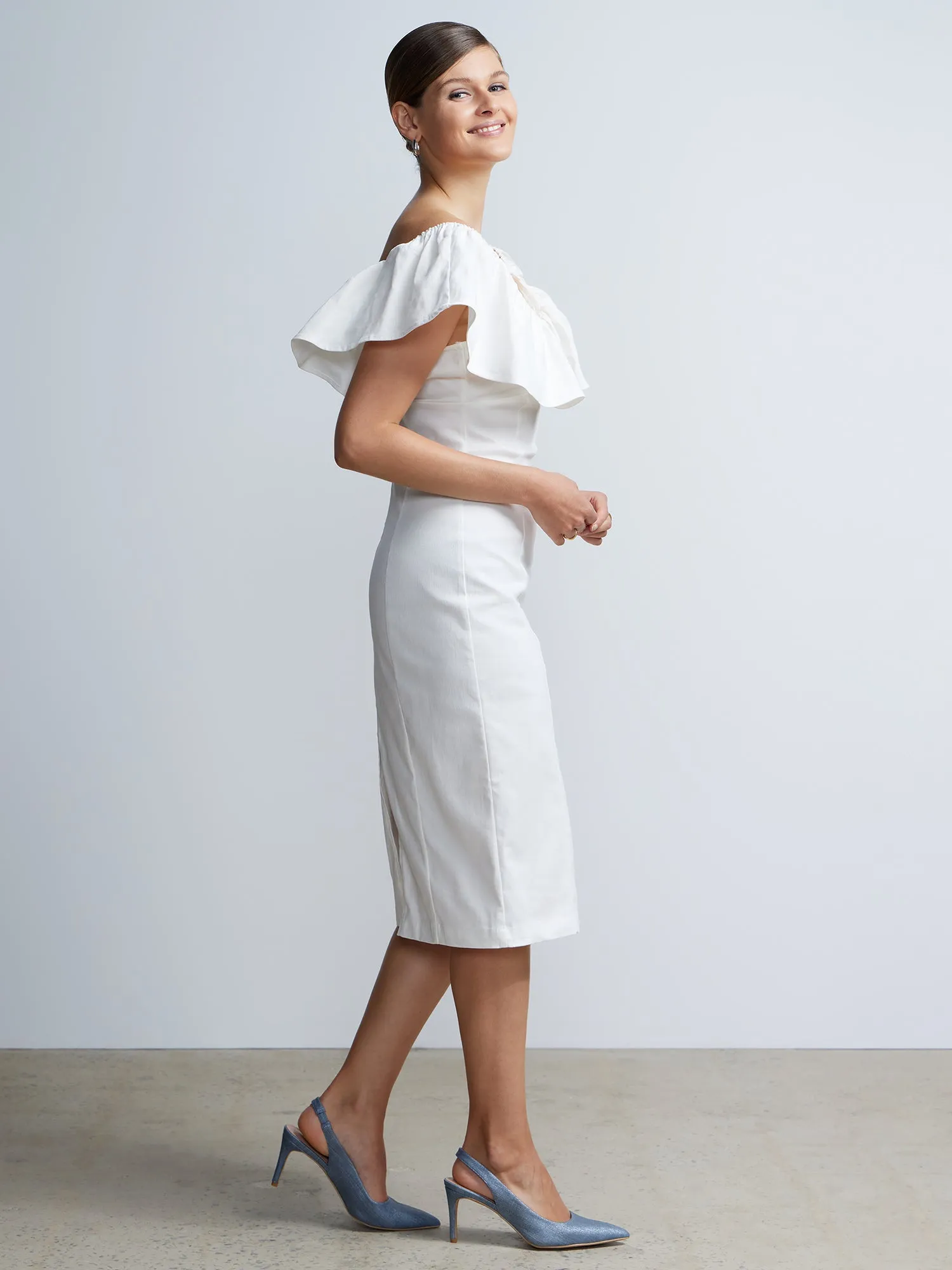 Off-Shoulder Flutter Sleeve Bodycon Dress