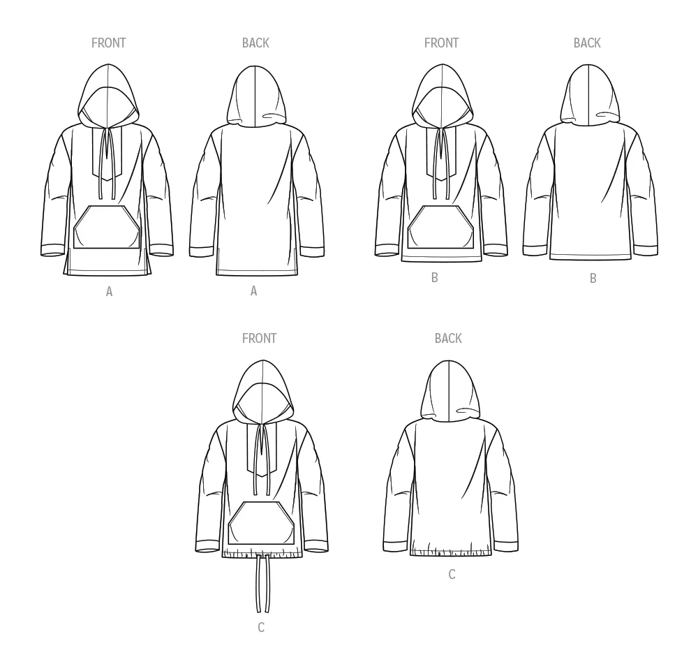 Simplicity 9759 sewing pattern Children's, Teens' and Adults' Hoodie