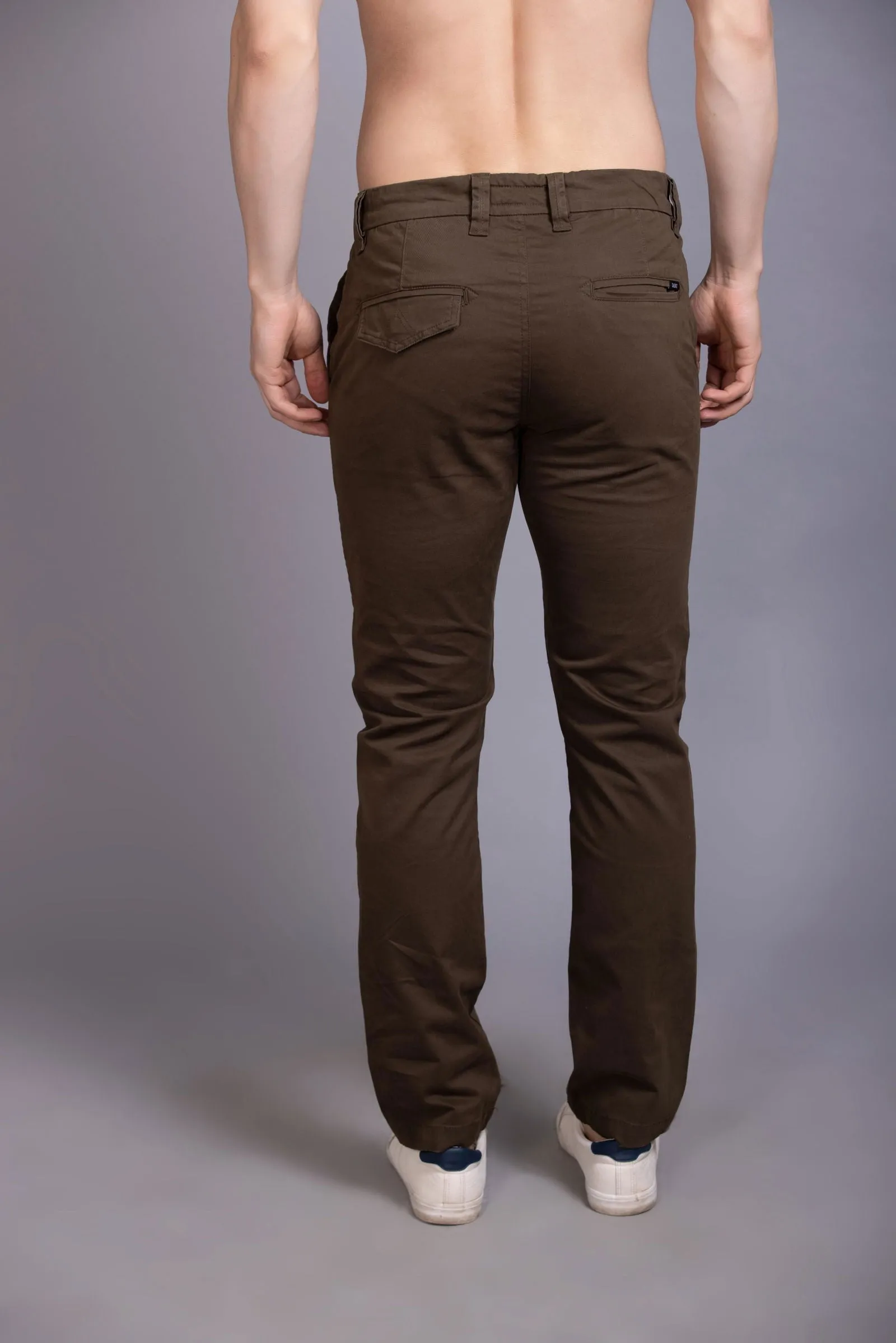 Slim fit cotton chinos-Dark Brown