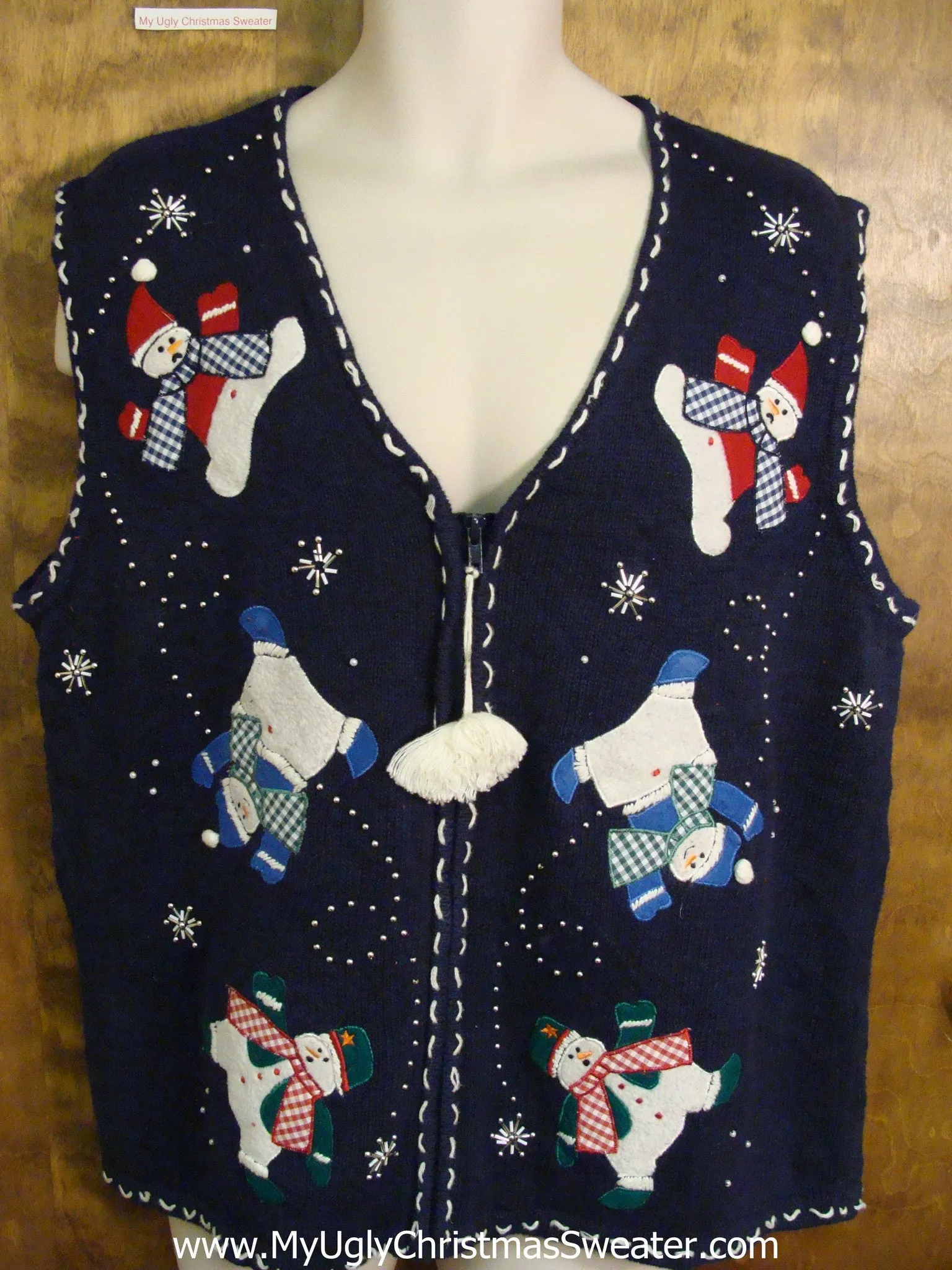 Tumbling Snowmen 2sided Cute Xmas Sweater Vest